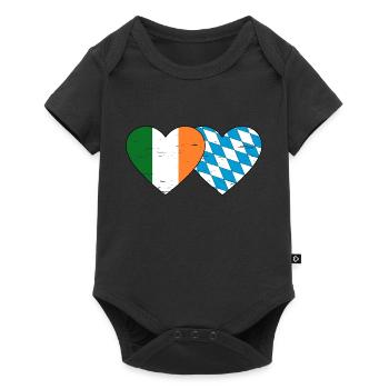 Ireland Bavaria Flag Heart used - Baby Premium short-sleeve bodysuit - black - Front