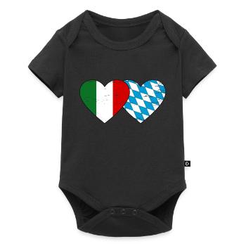 Italy Bavaria Flag Heart used - Baby Premium short-sleeve bodysuit - black - Front