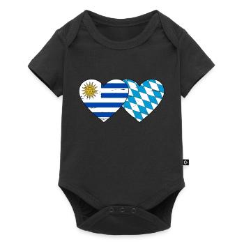 Uruguay Bavaria flag heart used - Baby Premium short-sleeve bodysuit - black - Front