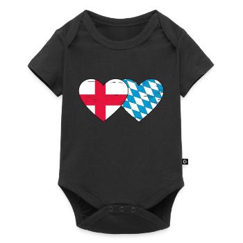 England Bavaria Flag Heart used - Baby Premium short-sleeve bodysuit - black - Front