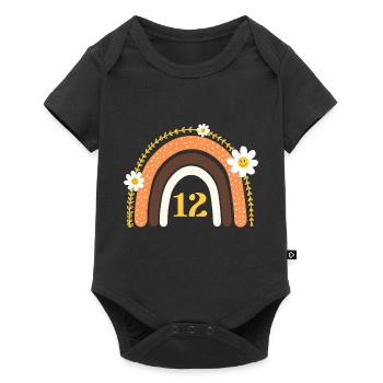 12th Birthday Rainbow Yellow - Baby Premium short-sleeve bodysuit - black - Front