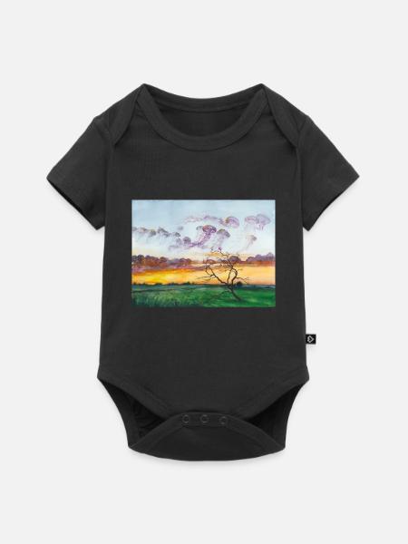 Quallen am Himmel, Romantik, Aquarell - Baby Premium Kurzarmbody - Schwarz
