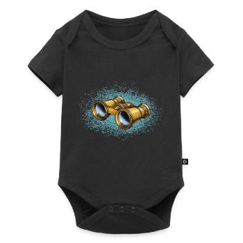The antique gold binoculars in retro design. - Baby Premium short-sleeve bodysuit - black - Front