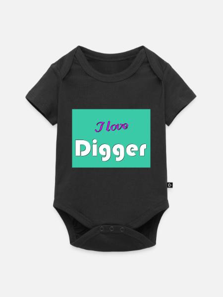 I love Digger - Baby Premium Kurzarmbody - Schwarz