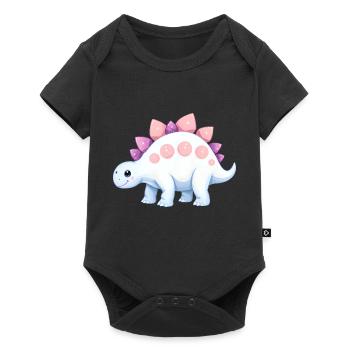 Joyful Cartoon Dinosaur with Pink Accents - Baby Premium short-sleeve bodysuit - black - Front