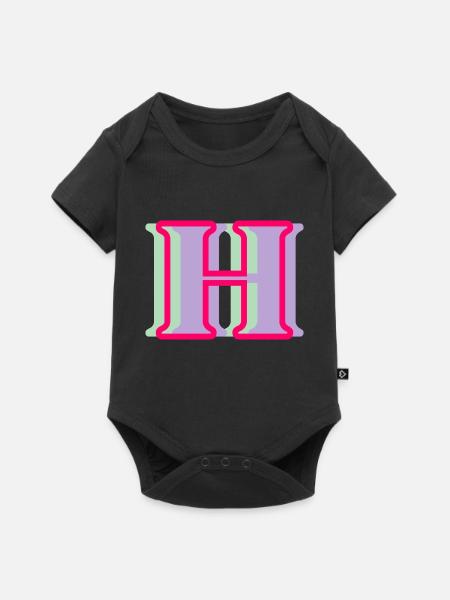 Mehrfarbiger Buchstabe h - Baby Premium Kurzarmbody - Schwarz