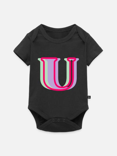 Mehrfarbiger Buchstabe u - Baby Premium Kurzarmbody - Schwarz
