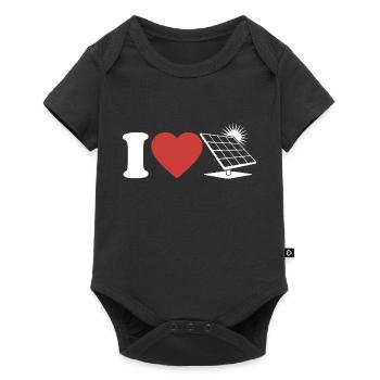 J’aime le photovoltaïque - Cœur - Énergie renouvelable - Body à manches courtes Premium Bébé - noir - Devant