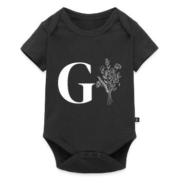 Lette g fleurs minimalistes - Body à manches courtes Premium Bébé - noir - Devant