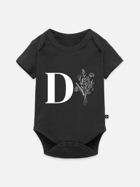 Minimalistisches Blumenmuster - Baby Premium Kurzarmbody - Schwarz