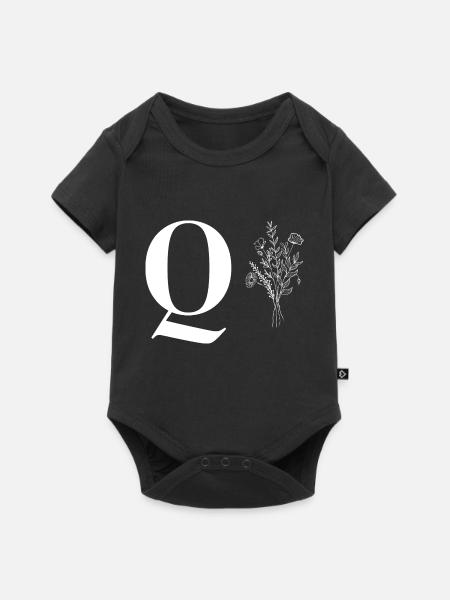 Minimalistisches Blumenmuster - Baby Premium Kurzarmbody - Schwarz