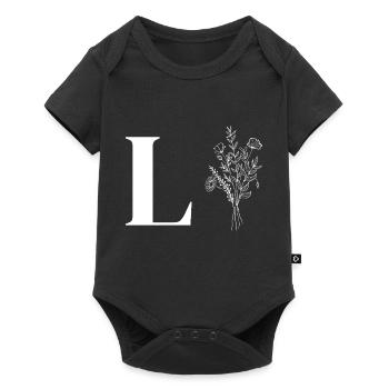 Minimalistische Blumen - Baby Premium Kurzarmbody - Schwarz - Vorne