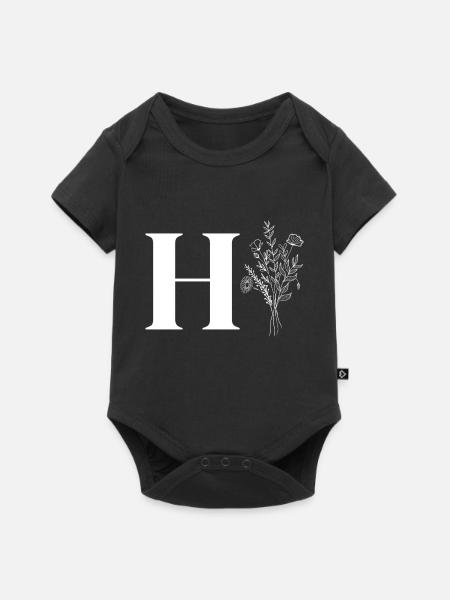Minimalistische Blumen - Baby Premium Kurzarmbody - Schwarz