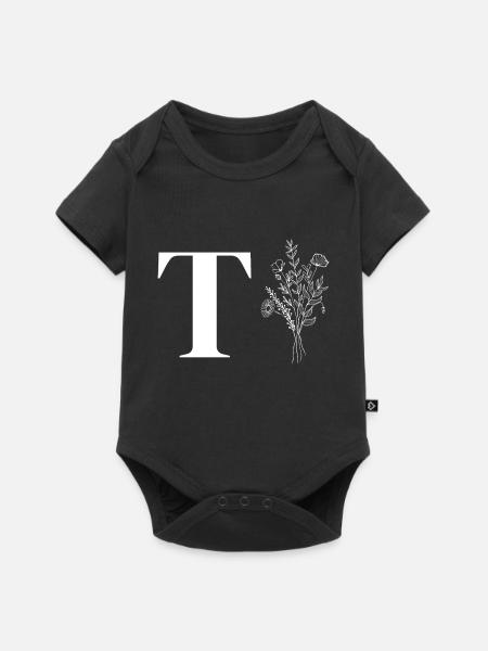 Minimalistisches Blumenmuster - Baby Premium Kurzarmbody - Schwarz