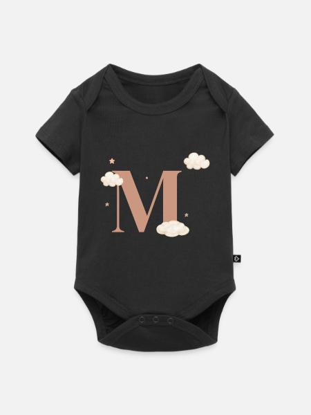 Buchstabe m bewölkt Sterne - Baby Premium Kurzarmbody - Schwarz