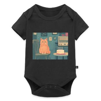 Happy Birthday cat - Baby Premium Kurzarmbody - Schwarz - Vorne