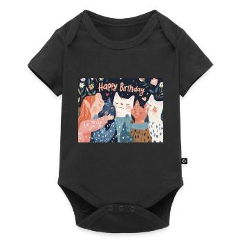 Happy Birthday cats - Baby Premium Kurzarmbody - Schwarz - Vorne