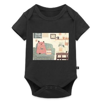 Happy Birthday cat - Baby Premium Kurzarmbody - Schwarz - Vorne
