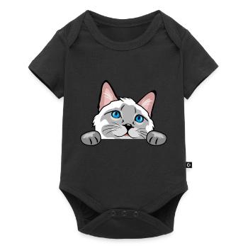 Neugierige Siamkatze - Baby Premium Kurzarmbody - Schwarz - Vorne
