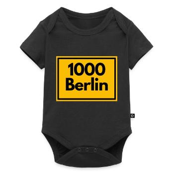 Place sign - then Retro urban Zip Code 1000 Berlin - Baby Premium short-sleeve bodysuit - black - Front