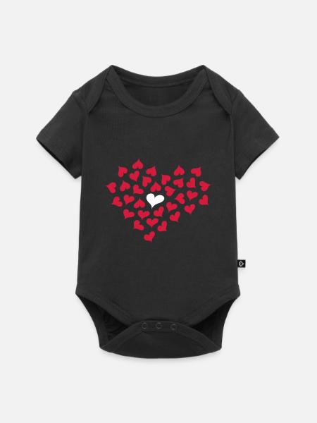 Hearts in Heart - Baby Premium Kurzarmbody - Schwarz