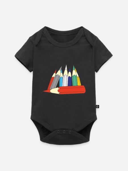 Buntstifte - Baby Premium Kurzarmbody - Schwarz