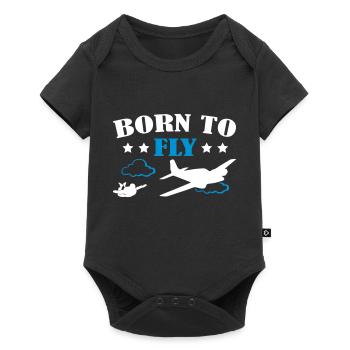 Né pour voler parachutisme - Body à manches courtes Premium Bébé - noir - Devant