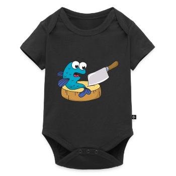 Fisch Messer Beil - Baby Premium Kurzarmbody - Schwarz - Vorne