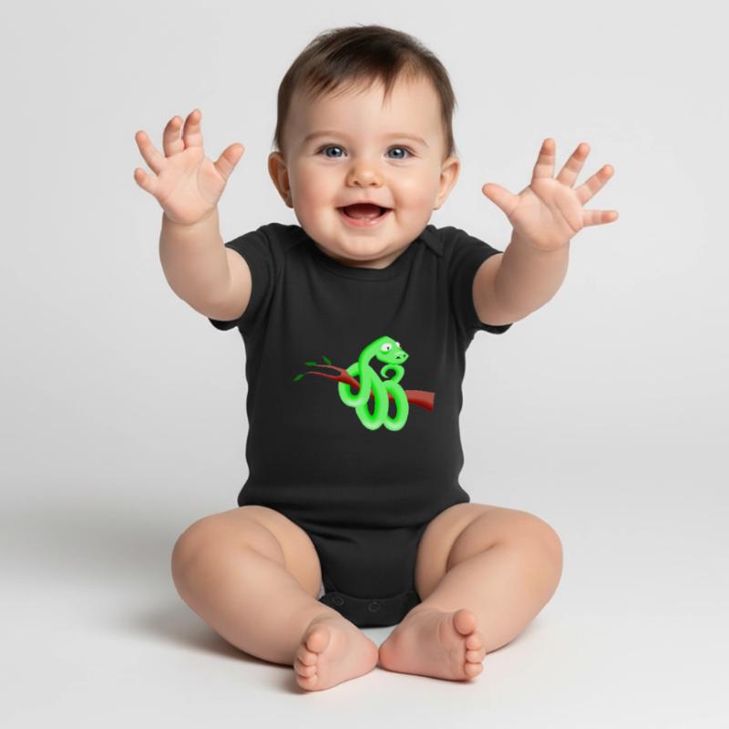 Schlangen Comic Kinder Geschenk Niedlich Python Baby Premium Kurzarmbody