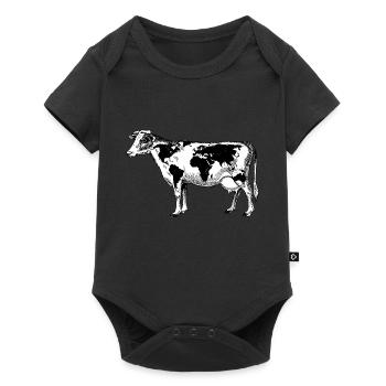 Vache avec carte du monde comme une protection de l'environnement des taches - Body à manches courtes Premium Bébé - noir - Devant
