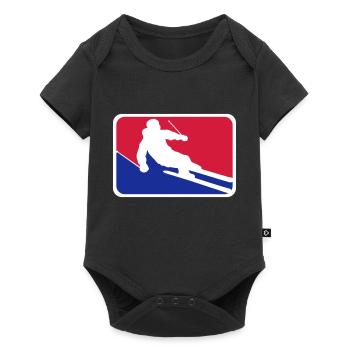 blue red button frame shield ski drive down - Baby Premium short-sleeve bodysuit - black - Front