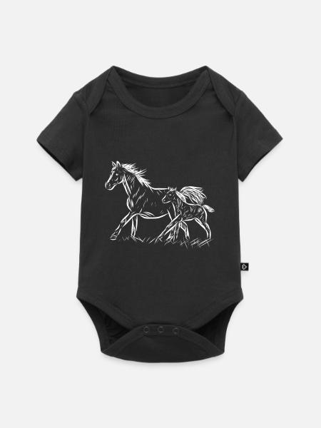 Stute und Fohlen - Baby Premium Kurzarmbody - Schwarz