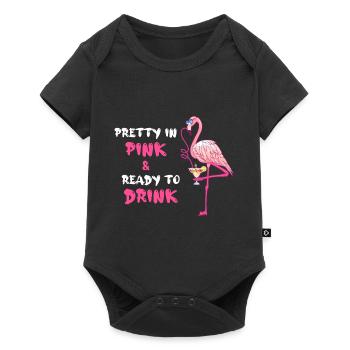 Flamingo Pretty In Pink And Ready To Drink - Baby Premium short-sleeve bodysuit - black - Front