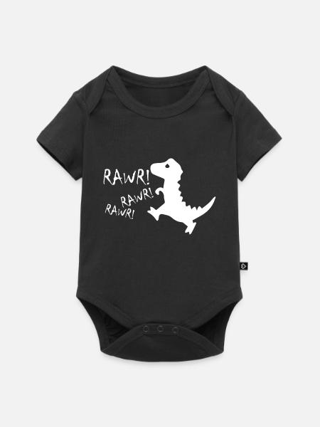 Dinosaurier Dino - Baby Premium Kurzarmbody - Schwarz