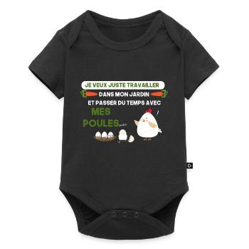 Je veux juste passer du temps avec mes poules cool - Body à manches courtes Premium Bébé - noir - Devant