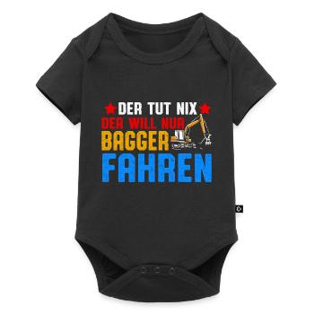 Der will nur Baggern Bagger fahren - Baby Premium Kurzarmbody - Schwarz - Vorne