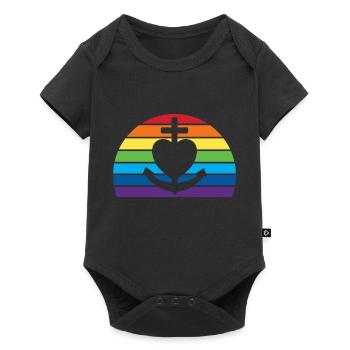 Foi Amour Espérance, Arc-en-ciel retro sunset - Body à manches courtes Premium Bébé - noir - Devant