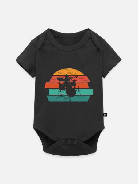Drummer Retro Drums Vintage - Baby Premium short-sleeve bodysuit - black