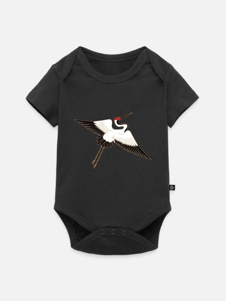 japanischer Kranich - asian red-crowned crane - Baby Premium Kurzarmbody - Schwarz