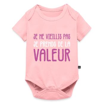 Je Ne Vieillis Pas Je Prends De La Valeur Cadeau - Body à manches courtes Premium Bébé - rose - Devant