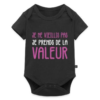 Je Ne Vieillis Pas Je Prends De La Valeur Cadeau - Body à manches courtes Premium Bébé - noir - Devant