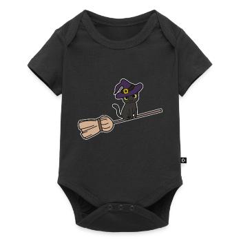 Chat Balai de sorcière - Body à manches courtes Premium Bébé - noir - Devant