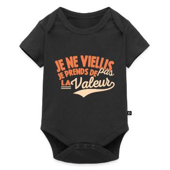 Je Ne Vieillis Pas Je Prends De La Valeur Cadeau - Body à manches courtes Premium Bébé - noir - Devant