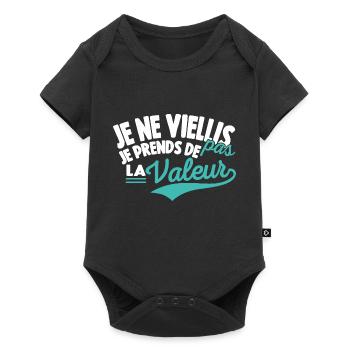 Je Ne Vieillis Pas Je Prends De La Valeur Cadeau - Body à manches courtes Premium Bébé - noir - Devant