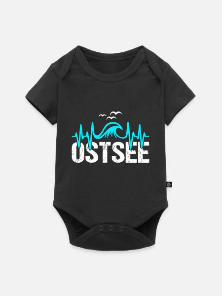 Ostsee Herzschlag Küste Meer Liebe - Baby Premium Kurzarmbody - Schwarz