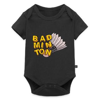 Badminton und Federball Handgezeichneter Stil - Baby Premium Kurzarmbody - Schwarz - Vorne