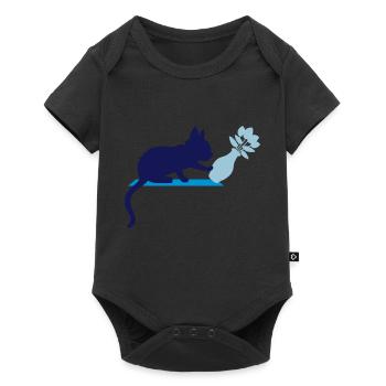 Knock over flower vase cheeky cat - Baby Premium short-sleeve bodysuit - black - Front