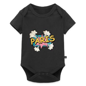 Paris France City Font Pop Art Comic - Baby Premium short-sleeve bodysuit - black - Front
