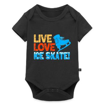 Retro Vintage Live Love Ice Skate Skating Tea - Baby Premium short-sleeve bodysuit - black - Front