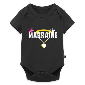 Marraine Baptême Chérubin - Collier avec Cœur - Body à manches courtes Premium Bébé - noir - Devant